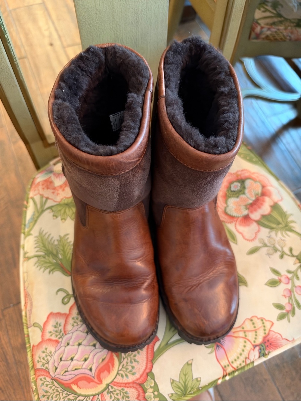 UGG Men's Brown Leather & Suede Shearling-Lined Boots